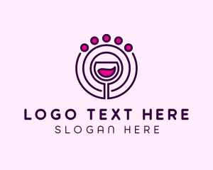 Liquor - Circle Orbit Wine Glass logo design