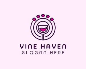 Circle Orbit Wine Glass logo design