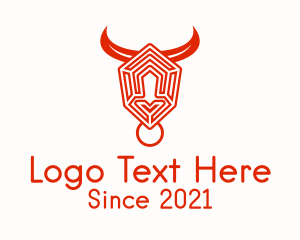 Bullfighting - Hexagon Bull Maze logo design