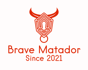 Bullfighter - Hexagon Bull Maze logo design