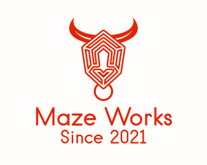 Maze - Hexagon Bull Maze logo design