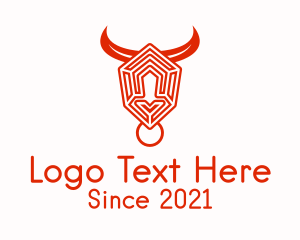 Bullfighter - Hexagon Bull Maze logo design