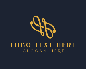 Golden - Cursive Fancy Letter H logo design