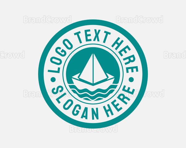 Paper Sailboat Badge Logo