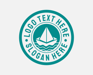 Blue Green - Paper Sailboat Badge logo design