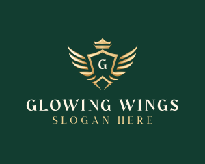 Shield Wing Crown logo design