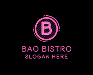 Glowing Neon Club Bistro logo design