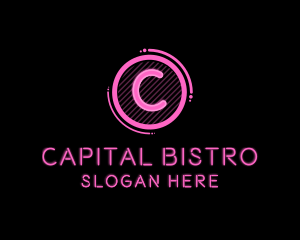 Glowing Neon Club Bistro logo design