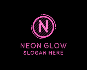 Glowing Neon Club Bistro logo design