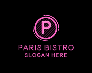 Glowing Neon Club Bistro logo design