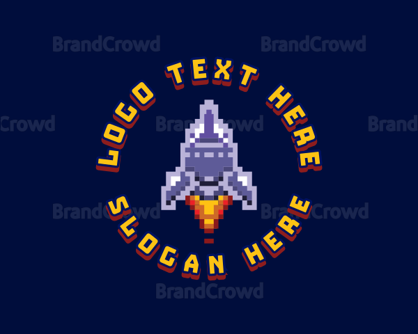 Pixel Space Rocket Logo