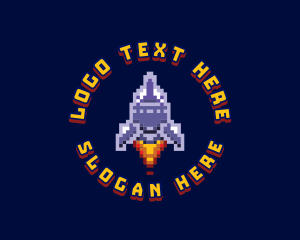 Pixels - Pixel Space Rocket logo design