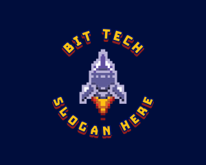 Pixel Space Rocket logo design