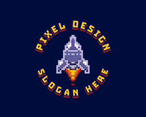 Pixel Space Rocket logo design