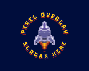 Pixel Space Rocket logo design