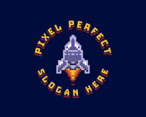 Pixel Space Rocket logo design