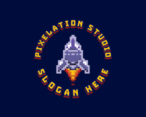 Pixel Space Rocket logo design