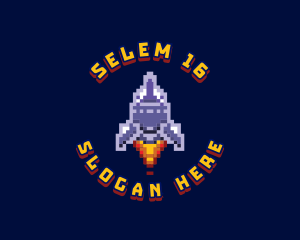 Pixel Space Rocket logo design