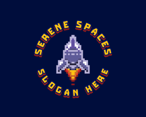 Pixel Space Rocket logo design