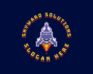 Pixel Space Rocket logo design