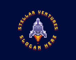 Pixel Space Rocket logo design