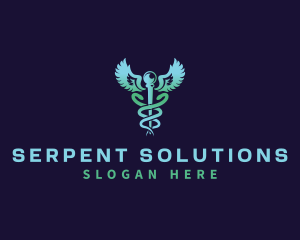 Caduceus Medical Wing Snake logo design