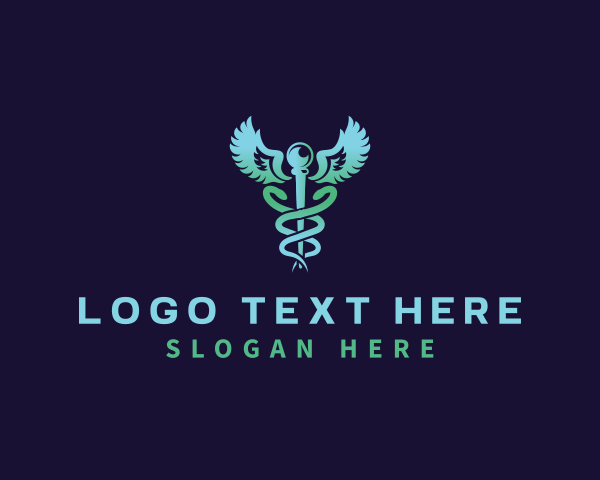 Snake - Caduceus Medical Wing Snake logo design