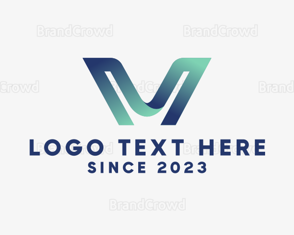 3D Digital Technology Letter V Logo