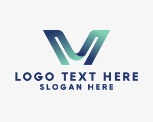 3D Digital Technology Letter V Logo