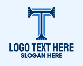 Serif - Blue Classic Letter T logo design