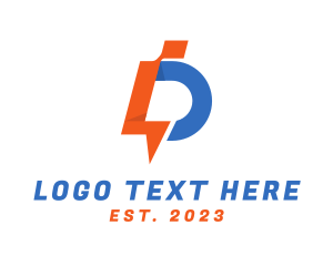 Lightning - Futuristic Letter D Blot logo design