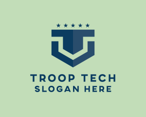 Troop - Modern Military Cube Letter U logo design