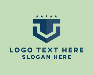 Pentagon - Modern Military Cube Letter U logo design