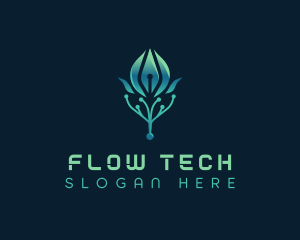 Circuit Tech Flower logo design