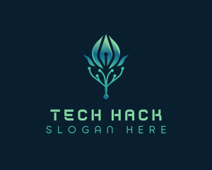 Circuit Tech Flower logo design