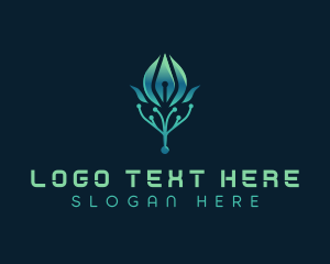 Leaves - Circuit Tech Flower logo design