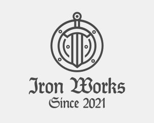 Iron - Iron Shield & Sword logo design