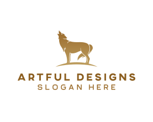 Golden Wolf Animal logo design