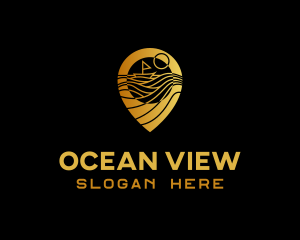 Ocean Sunset Pin logo design