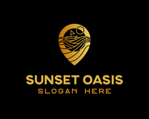 Ocean Sunset Pin logo design