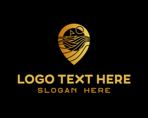 Locator - Ocean Sunset Pin logo design