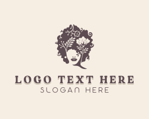 Afro - Floral Woman Hairdresser logo design