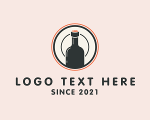 Pub - Wine Bottle Drink logo design