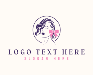 Hairdresser - Hair Ribbon Woman logo design