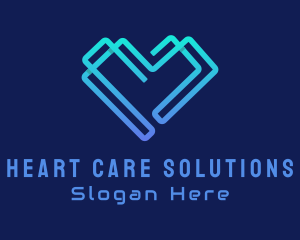 Gradient Digital Heart logo design