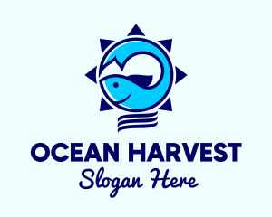 Ocean Fish Sun  logo design