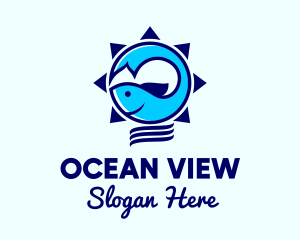 Ocean Fish Sun  logo design