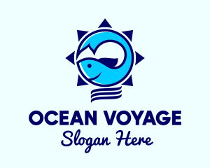 Ocean Fish Sun  logo design