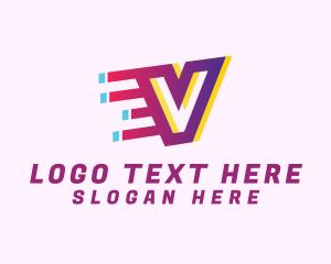 It Company - Speedy Motion Letter V logo design