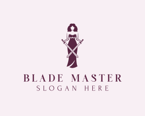 Sword - Woman Sword Warrior logo design